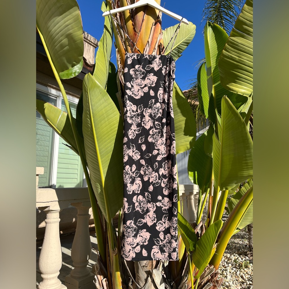 Misty Rose Sexy Form Fitting Dress Floral Vacation Party Travel Summer Disco